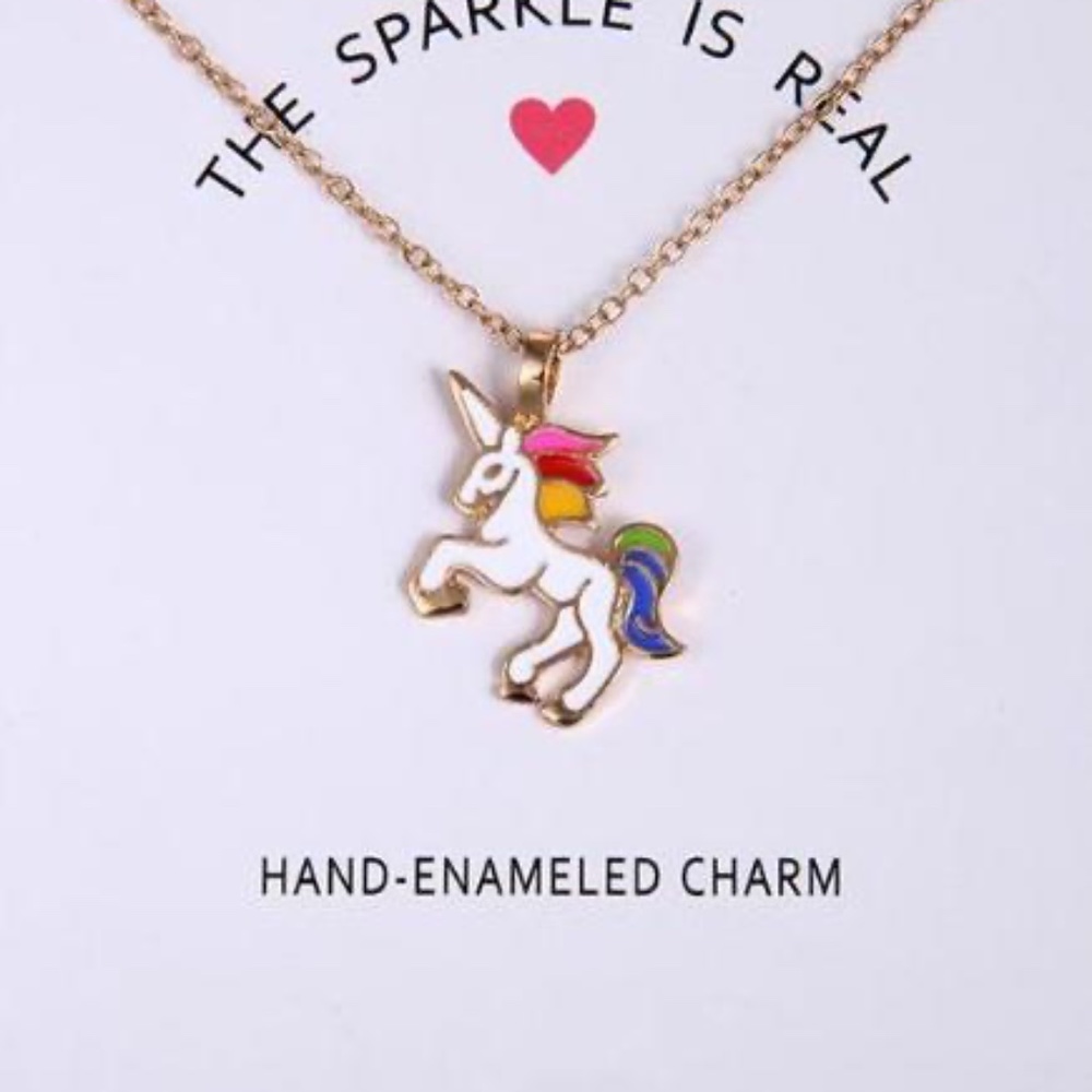 NWT Super Cute Rainbow Unicorn Necklace